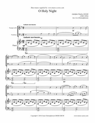 Cantique de Noel; O Holy Night - Trumpet, Trombone, Piano: F Major