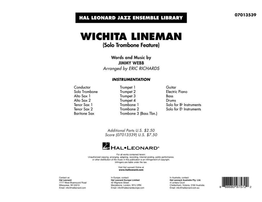 Wichita Lineman (arr. Eric Richards) - Conductor Score (Full Score)