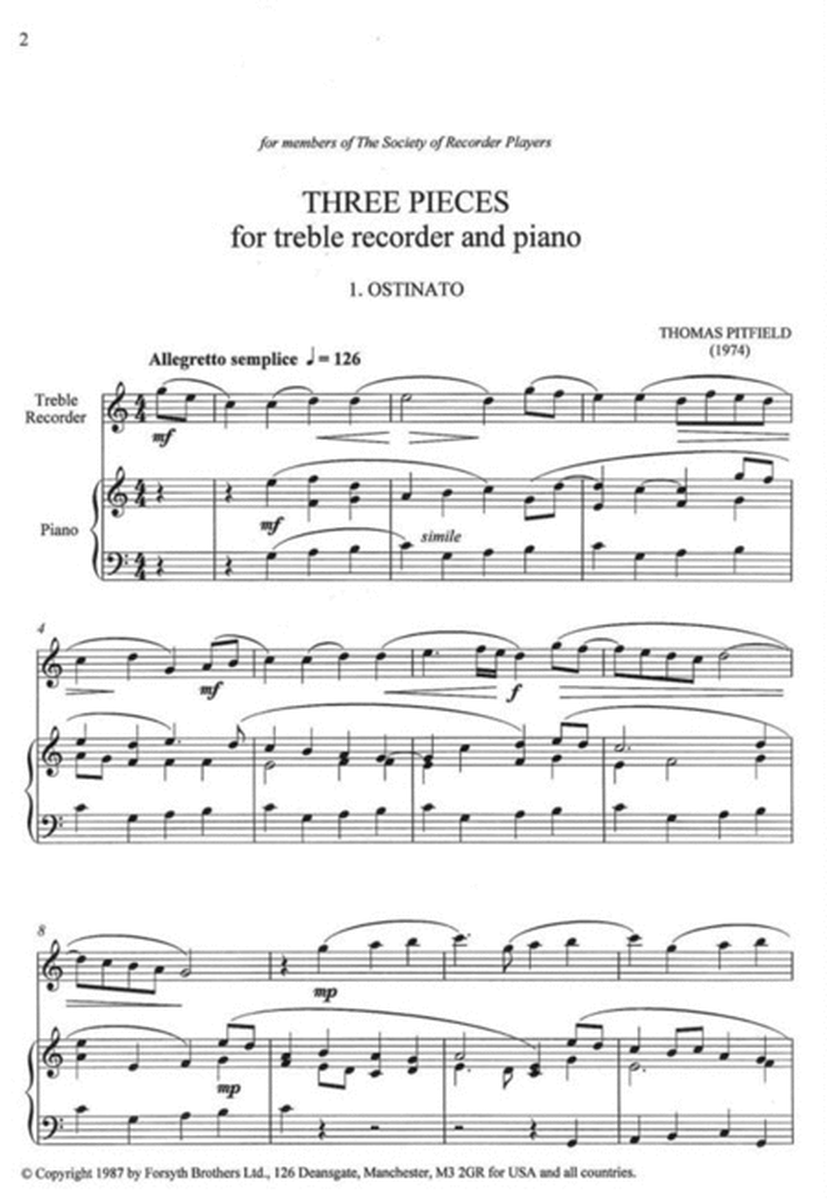 Three Pieces for Treble Recorder