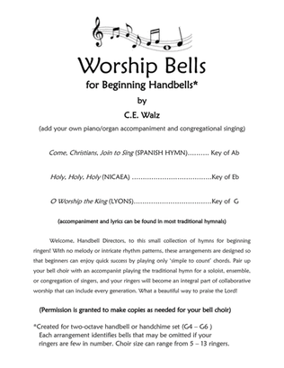 Book cover for WORSHIP BELLS - three hymns for beginning handbells