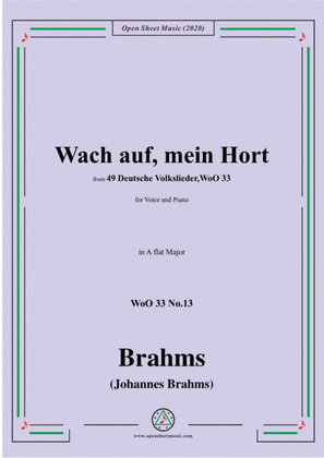 Book cover for Brahms-Wach auf,mein Hort,WoO 33 No.13,in A flat Major,for Voice and Piano