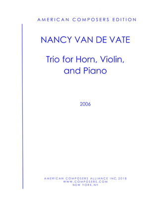 Book cover for [Van de Vate] Trio for Horn, Violin, and Piano