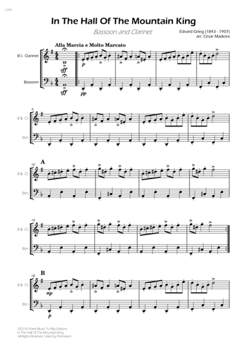 In The Hall Of The Mountain King - Bb Clarinet and Bassoon (Full Score and Parts) image number null