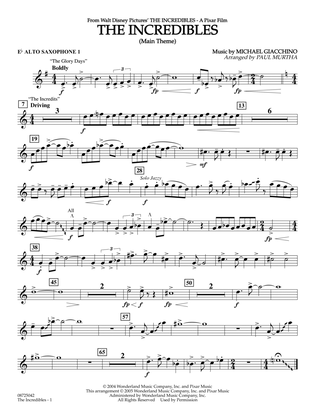 Book cover for The Incredibles (Main Theme) (arr. Paul Murtha) - Eb Alto Saxophone 1