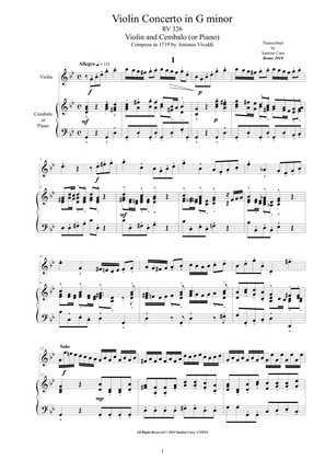 Book cover for Vivaldi - Violin Concerto in G minor RV 326 for Violin and Cembalo or Piano