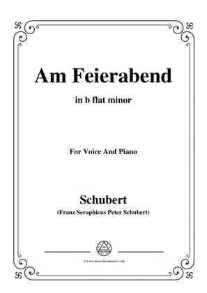 Book cover for Schubert-Am Feierabend,from 'Die Schöne Müllerin',Op.25 No.5,in b flat minor,for Voice&Piano