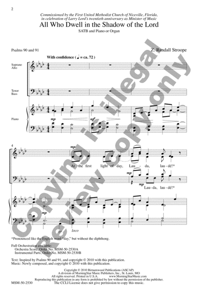 All Who Dwell in the Shadow of the Lord (Choral Score) image number null