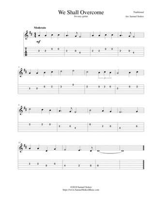 Book cover for We Shall Overcome - for easy guitar with TAB
