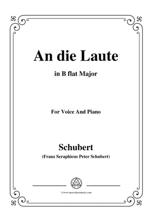 Book cover for Schubert-An die Laute,Op.81 No.2,in B flat Major,for Voice&Piano