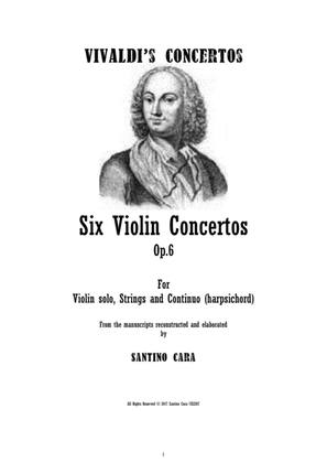 Book cover for Vivaldi - Six Concertos Op.6 for Violin, Cello, Strings and Harpsichord - Scores and Parts