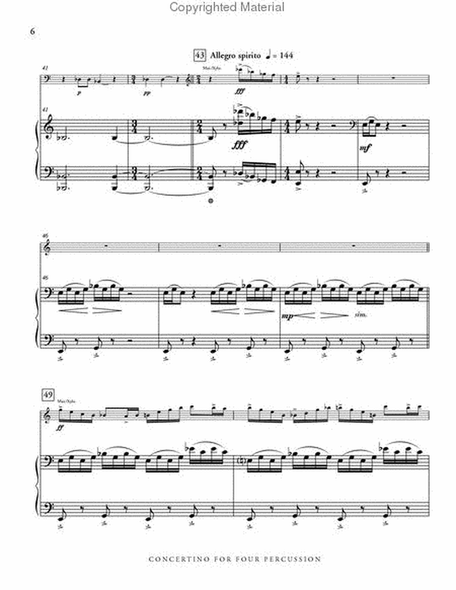 Concertino for 4 Percussion (piano reduction)