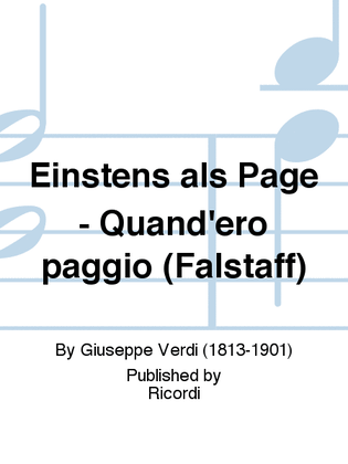 Book cover for Einstens als Page - Quand'ero paggio (Falstaff)