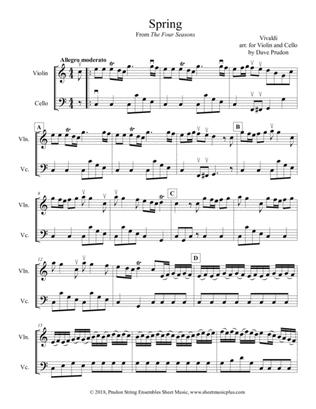 Vivaldi Spring (Allegro) for Violin and Cello