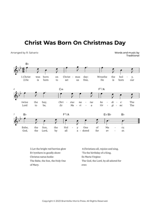 Book cover for Christ Was Born On Christmas Day (Key of B-Flat Major)