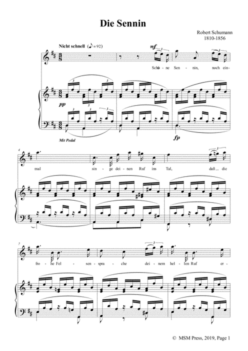 Schumann-Die Sennin,Op.90 No.4,in D Major,for Voice&Piano
