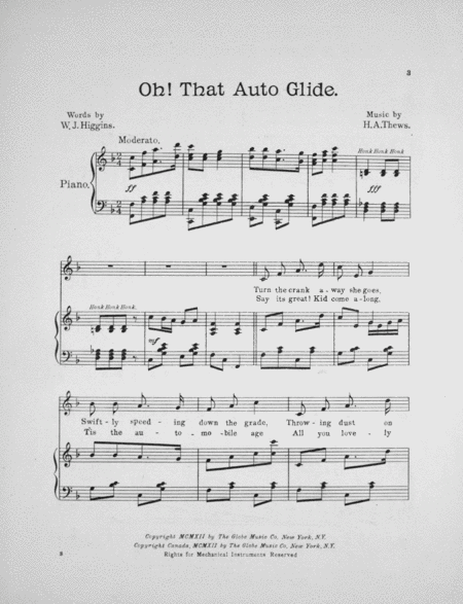 Oh That Auto Glide. novelt Song & Chorus