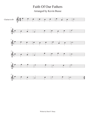 Book cover for Faith Of Our Fathers (Easy key of C) - Clarinet
