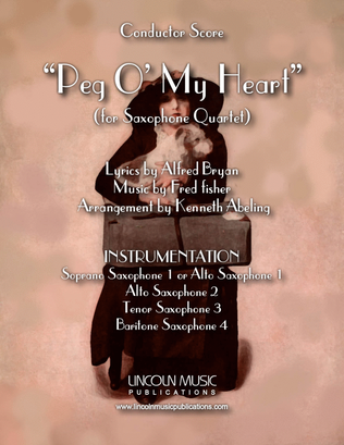 Book cover for Peg O My Heart (for Saxophone Quartet SATB or AATB)