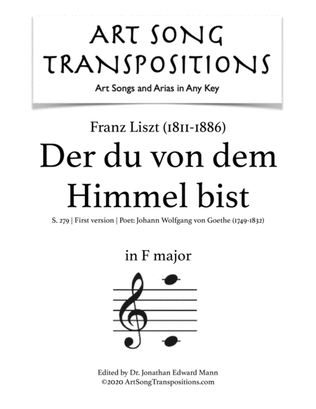 Book cover for LISZT: Der du von dem Himmel bist, S. 279 (first version, transposed to F major)