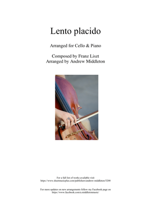 Book cover for Lento placid arranged for Cello and Piano