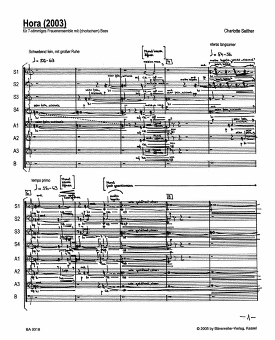 Hora for 7 part Female Ensemble with Basso (choral part)