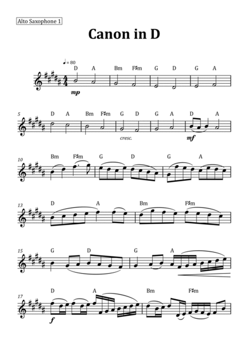 Canon by Pachelbel - Alto Saxophone Duet with Chord Notation image number null