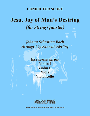Book cover for Bach - Jesu, Joy of Man’s Desiring (for String Quartet)