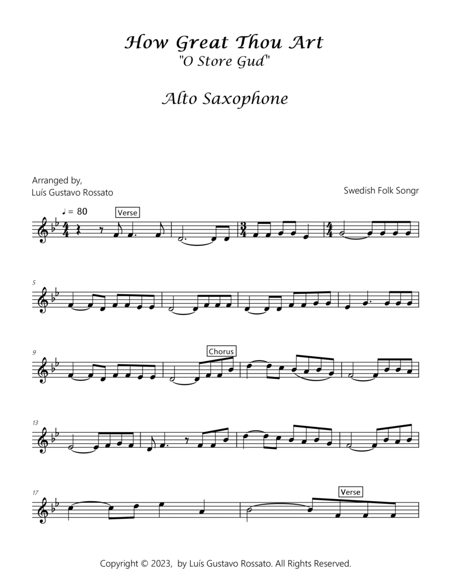 How Great Thou Art (O Store Gud) - Alto Sax image number null