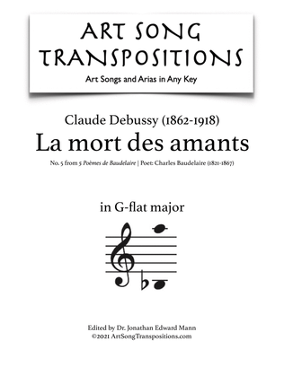 Book cover for DEBUSSY: La mort des amants (transposed to G-flat major)