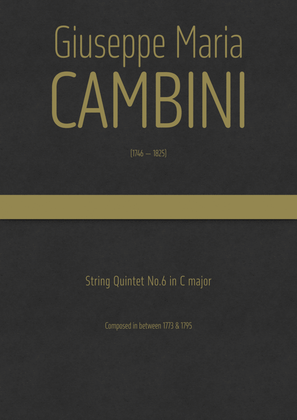 Book cover for Cambini - String Quintet No.6 in C major