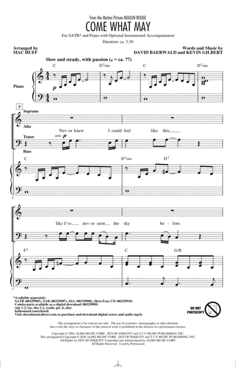 Come What May (from Moulin Rouge) (arr. Mac Huff)