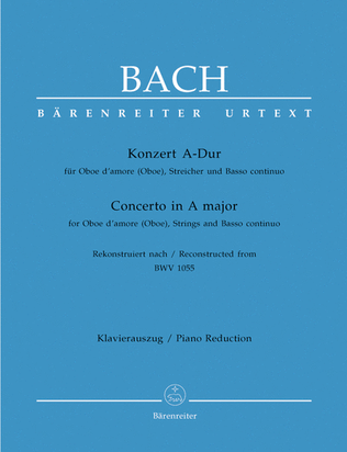 Book cover for Concerto for Oboe d'amore (Oboe), Strings and Basso continuo in A major