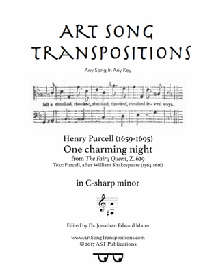 Book cover for PURCELL: One charming night (transposed to C-sharp minor)