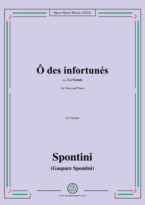 Book cover for Spontini-Ô des infortunés,from La Vestale,in f minor