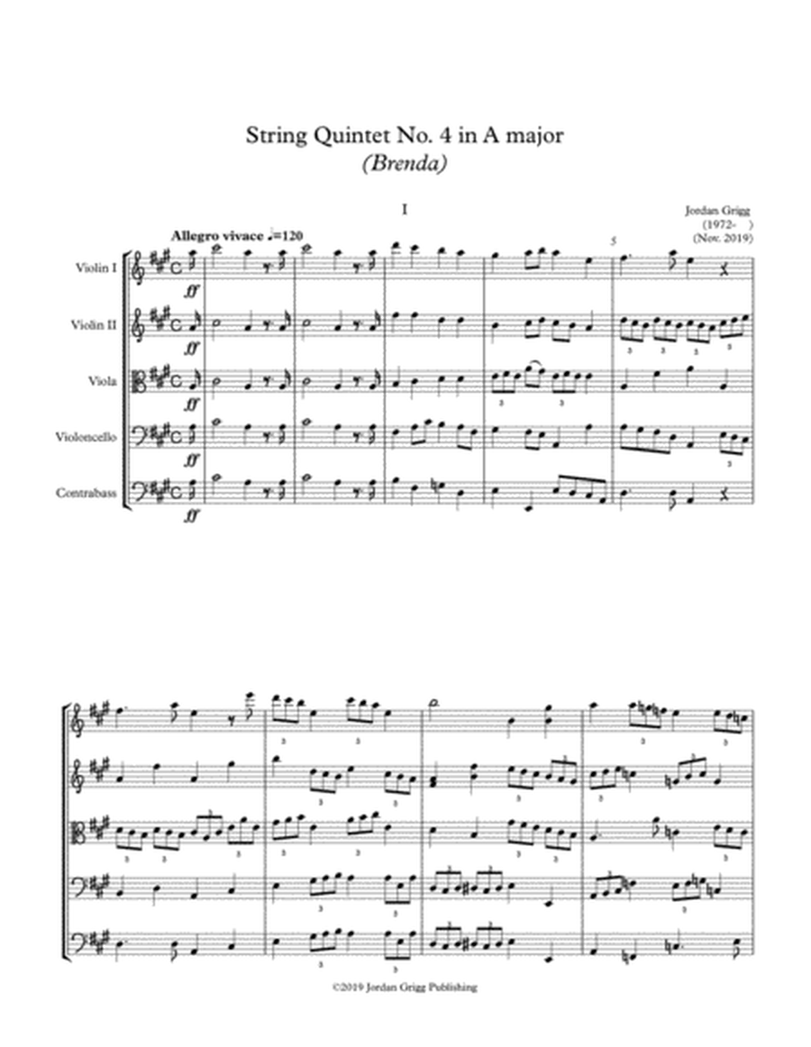 String Quintet No 4 in A major (Brenda) image number null