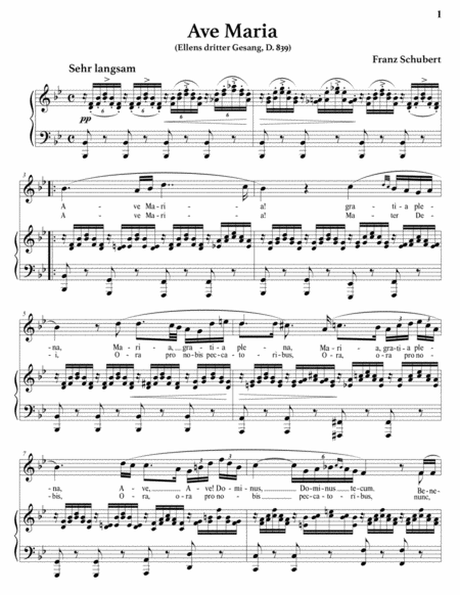 Ave Maria (by Schubert, Gounod, Abt, in 8 keys)