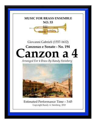 Book cover for Canzon a 4 - No. 194