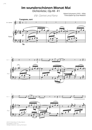 Dichterliebe, Op.48 No.1 - Bb Clarinet and Piano (Individual Parts)