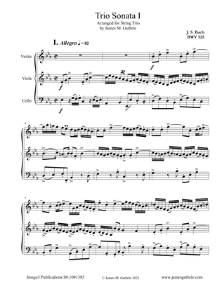 Book cover for BACH: Trio Sonata No. 1 BWV 525 for String Trio