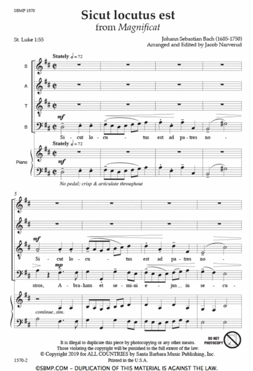 Sicut locutus est - SATB Octavo image number null