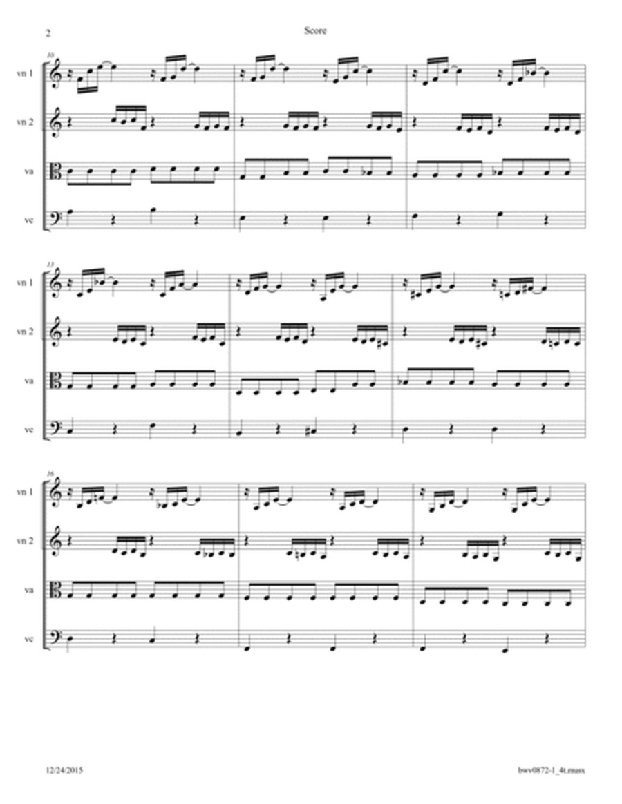 Bach: Prelude BWV 872 Arranged for String Quartet image number null