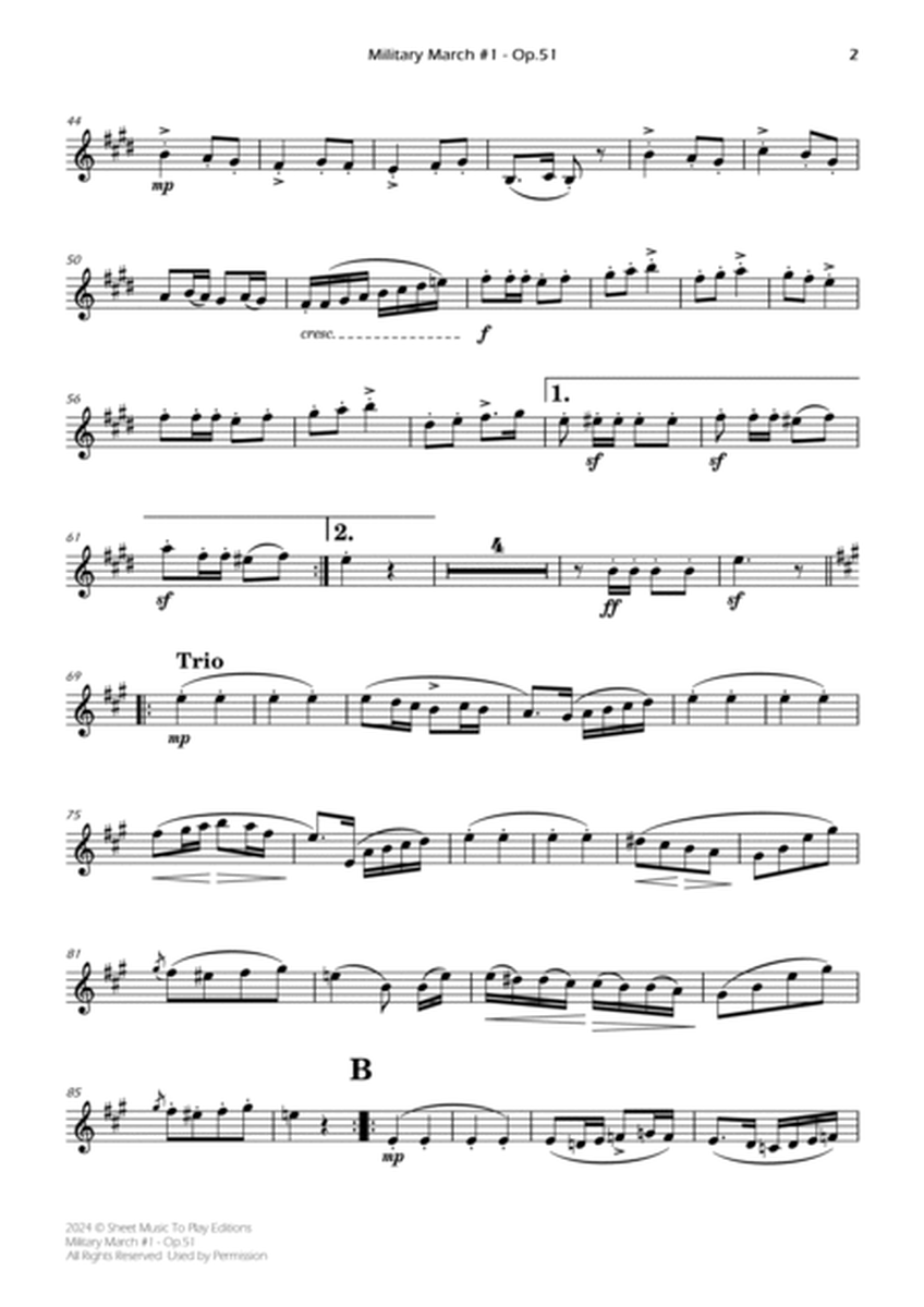 Military March No.1, Op.51 - Bb Clarinet and Piano (Individual Parts) image number null