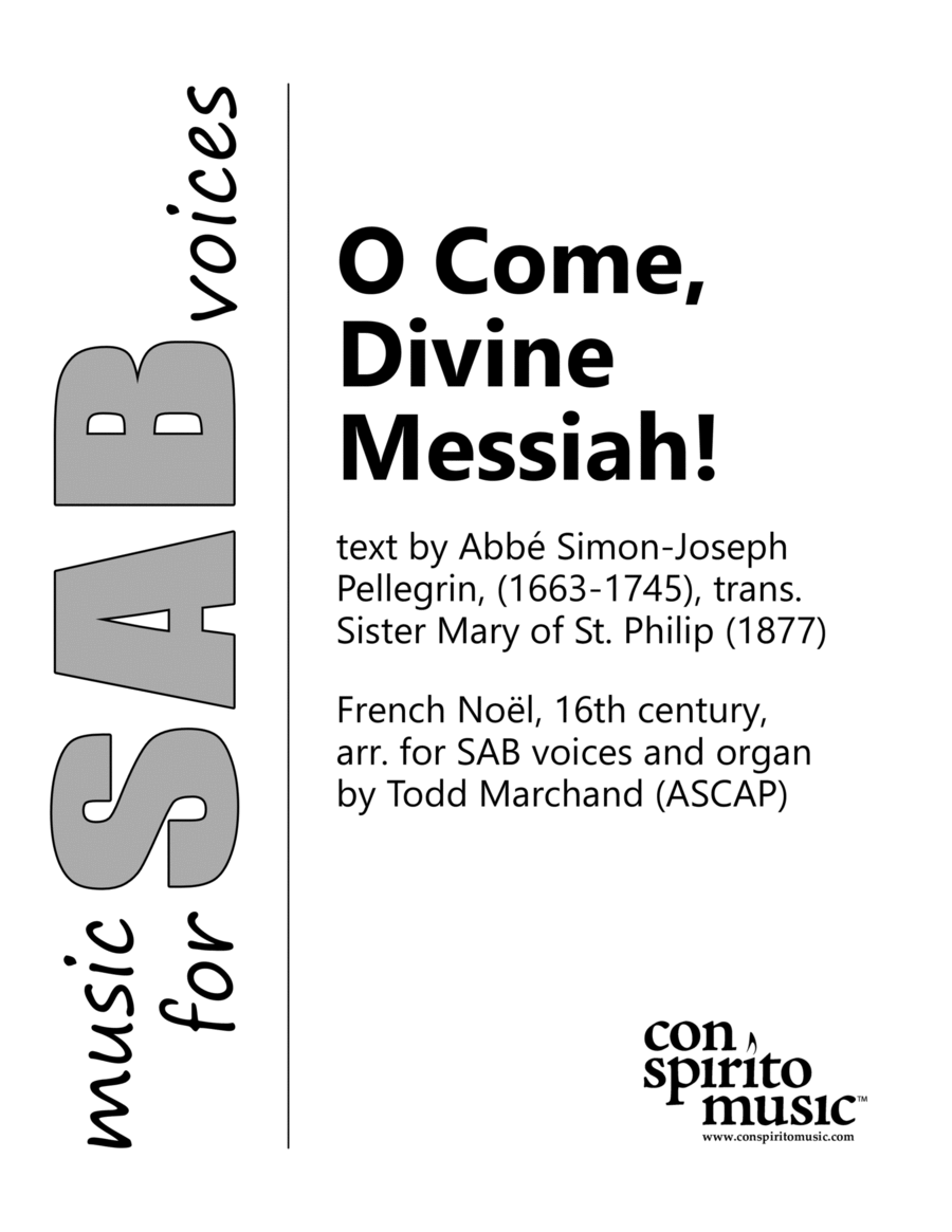 O Come, Divine Messiah! - SAB voices, organ image number null