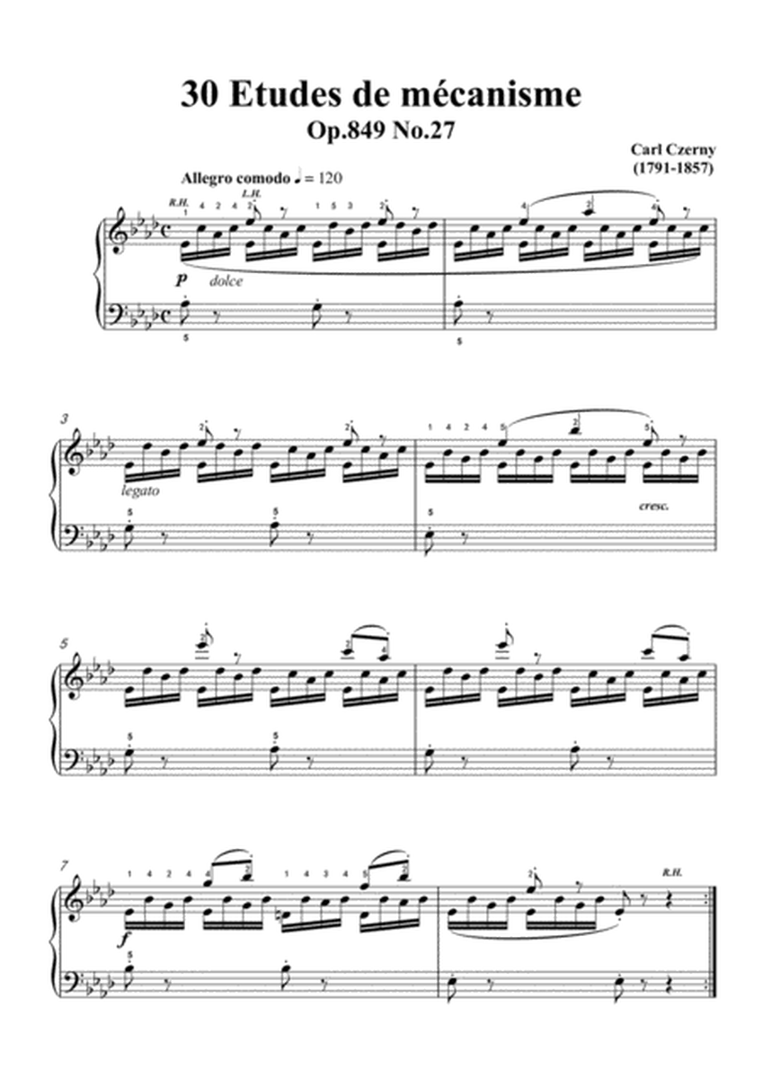 Czerny-30 Etudes de mécanisme,Op.849 No.27,Allegro comodo in A flat Major,for Piano image number null