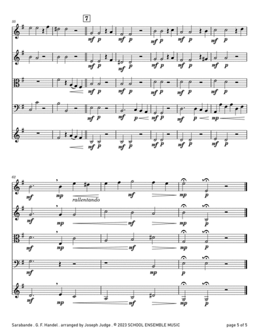 Sarabande by Handel for String Quartet in Schools image number null