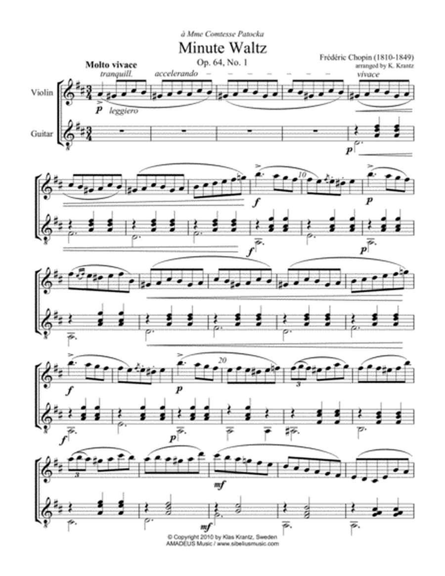 8 Pieces by F. Chopin for Violin (Flute) and Classical Guitar image number null