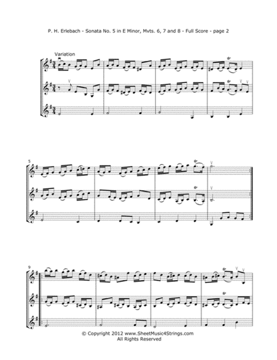 Erlebach, P. - Sonata No. 5 (Mvt. 6) for Three Violins image number null