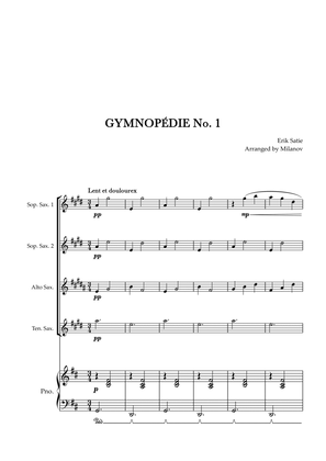 Gymnopédie no 1 | Saxophone Quartet | Original Key| Piano accompaniment |Easy intermediate