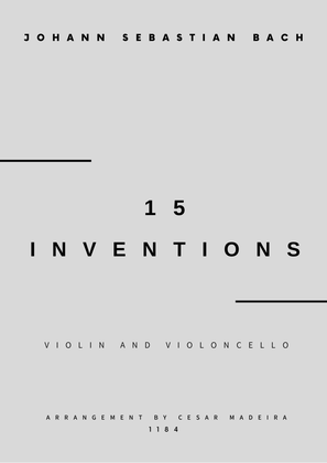 Book cover for 15 Inventions - Violin and Cello (Full Score and Parts)