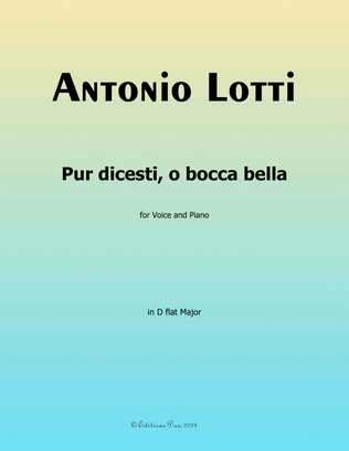 Book cover for Pur dicesti,o bocca bella, by Antonio Lotti, in D flat Major